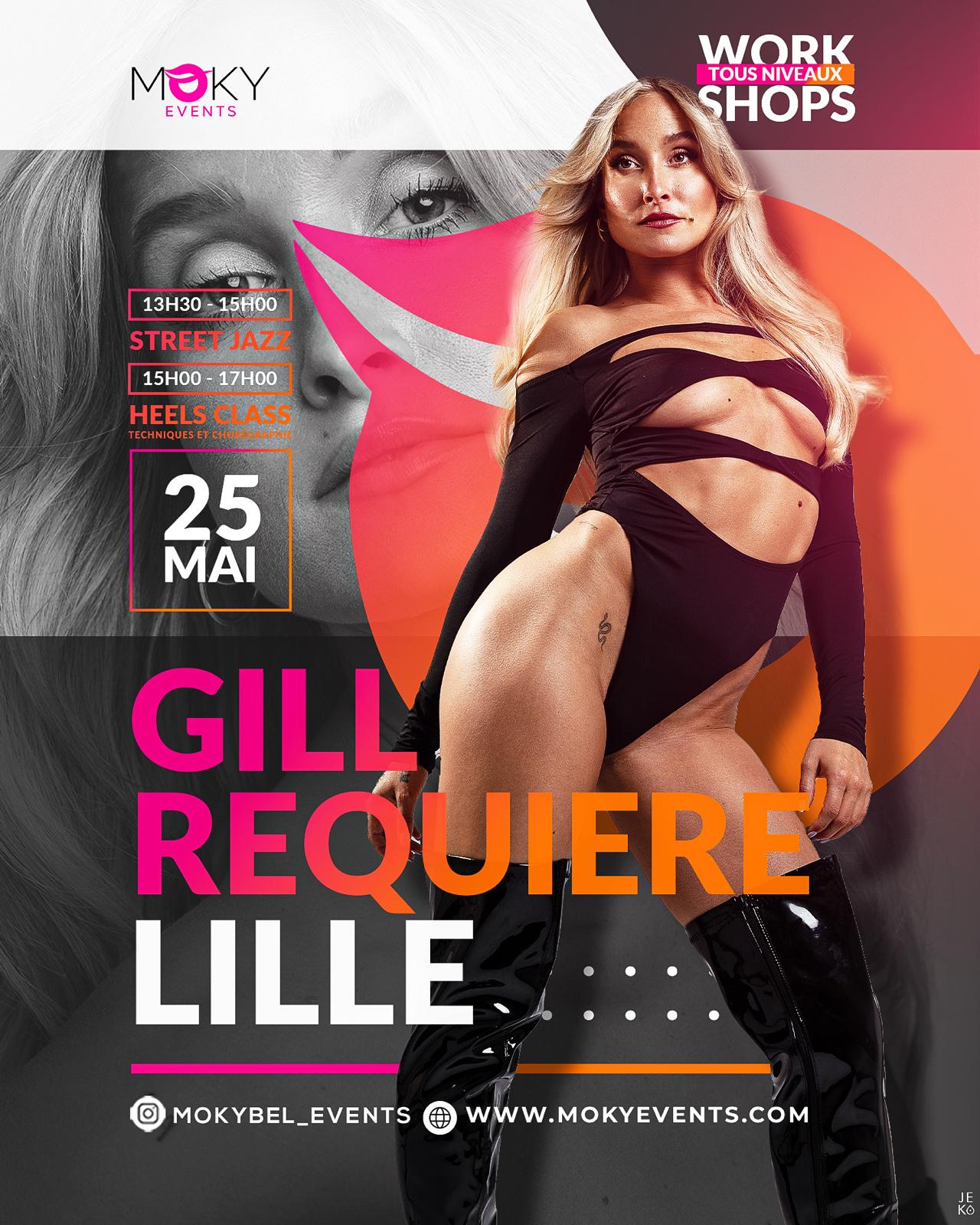 Affiche du workshop danse à Lille avec Gill Requière – Street Jazz et Heels Class – 25 mai 2025